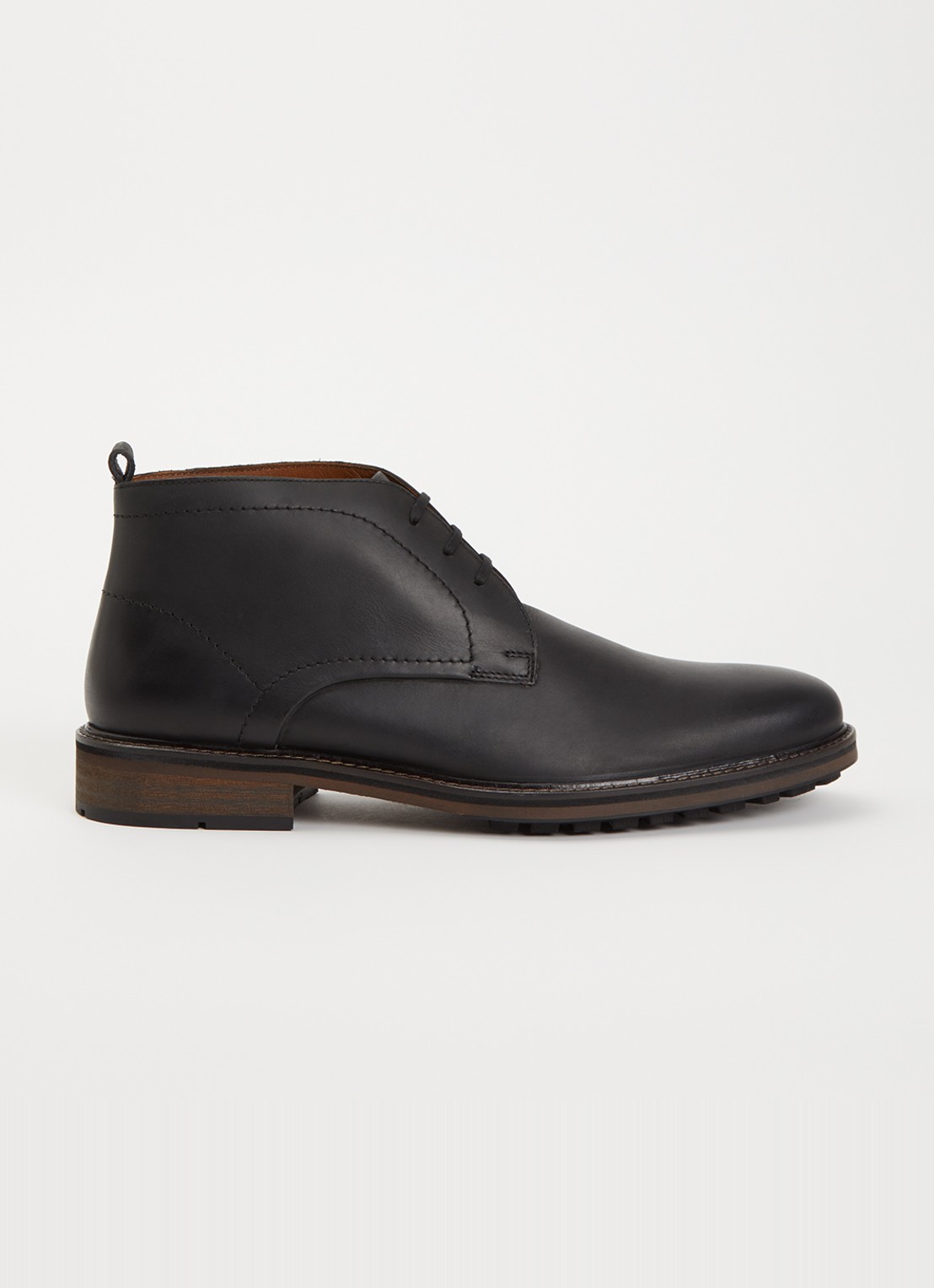 Dune London Charleys veterschoen van leer - voorkant 4 zwart