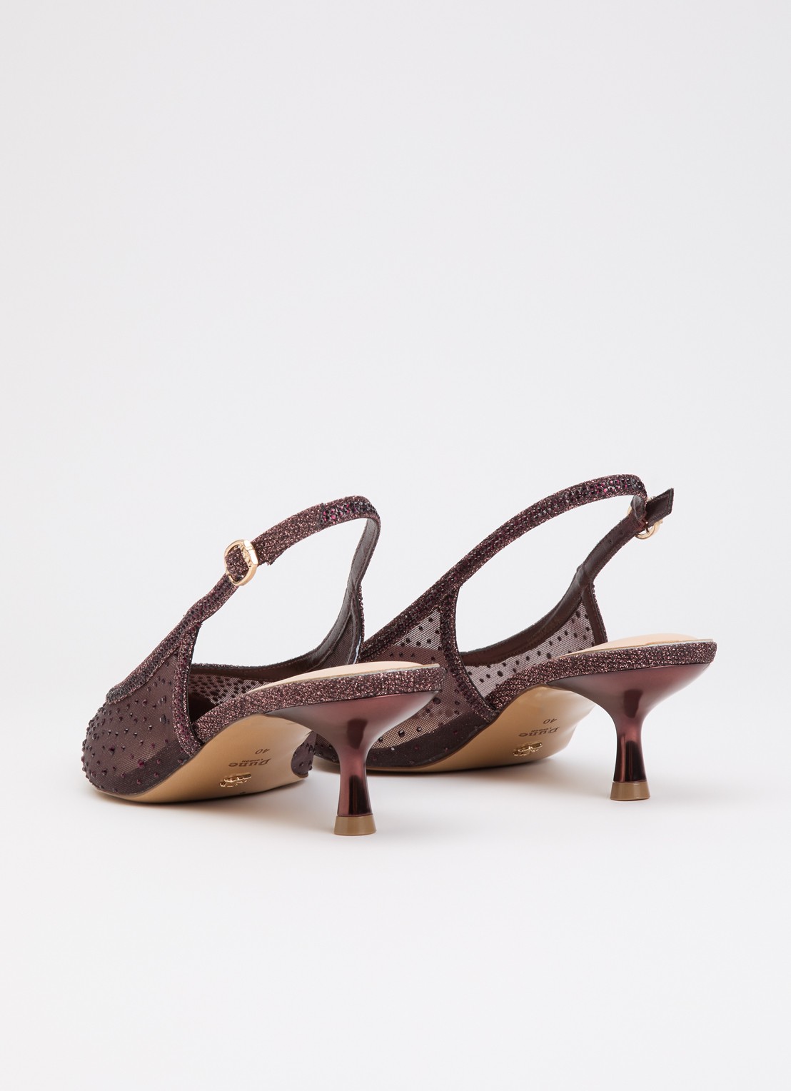 Dune London Cirelle slingback van mesh met strass - achterkant 4 aubergine