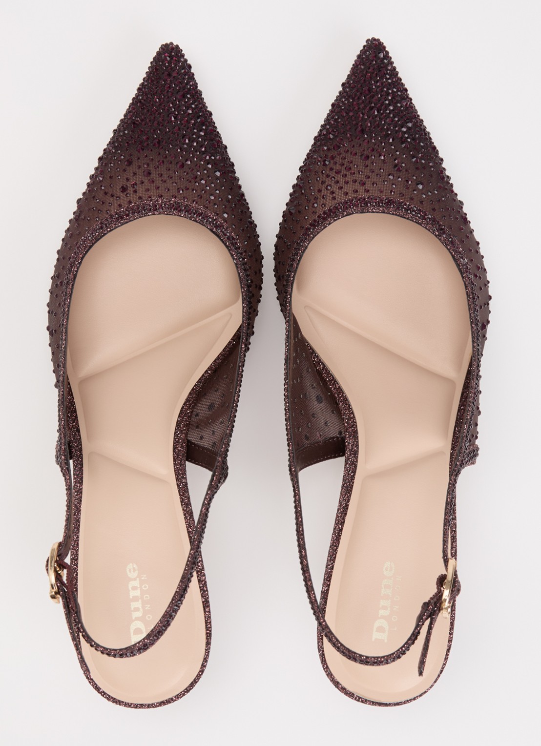 Dune London Cirelle slingback van mesh met strass - detail 2 aubergine