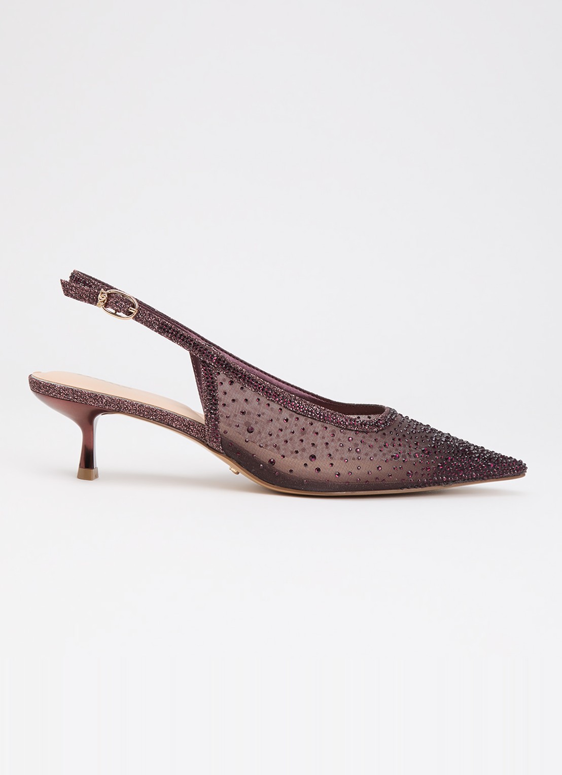Dune London Cirelle slingback van mesh met strass - voorkant 5 aubergine