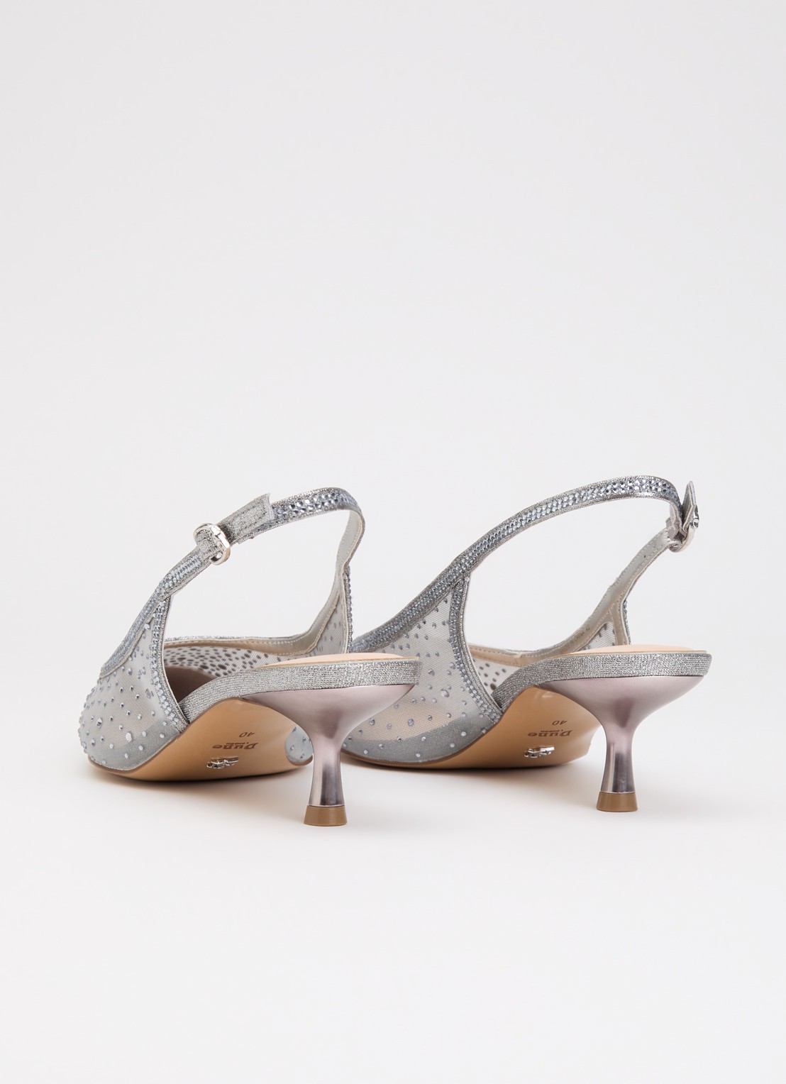 Dune London Cirelle slingback van mesh met strass - achterkant grijs