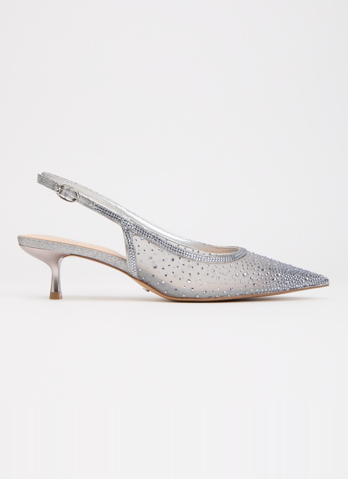 Dune London Cirelle slingback van mesh met strass - voorkant 5 grijs