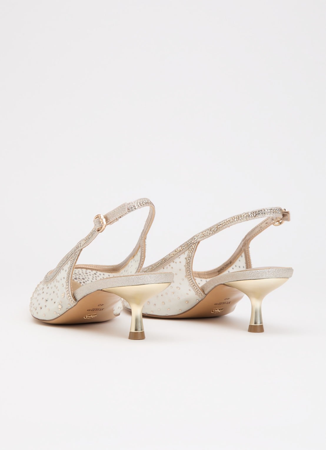 Dune London Cirelle slingback van mesh met strass - achterkant 5 goud