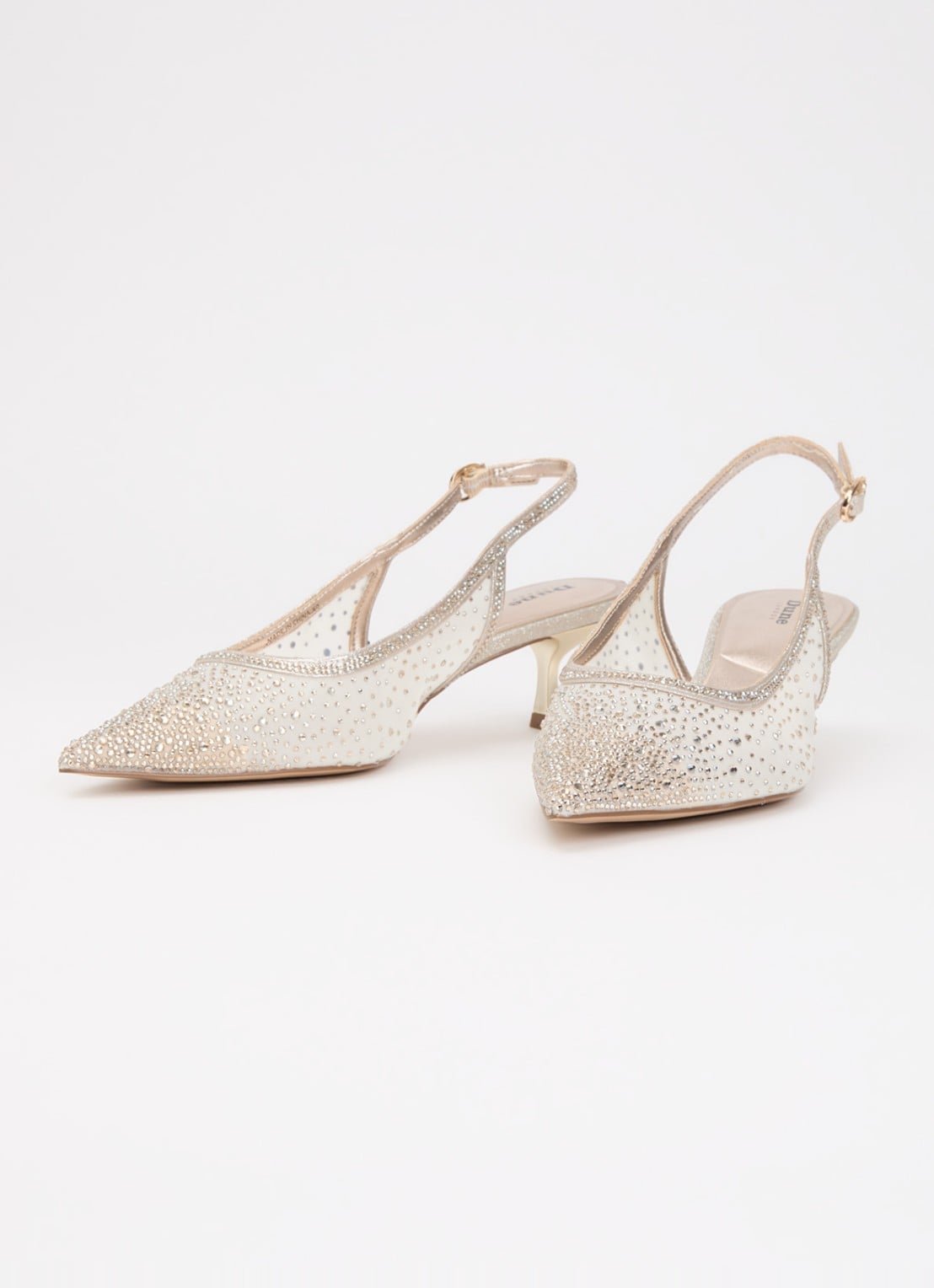Dune London Cirelle slingback van mesh met strass - detail goud