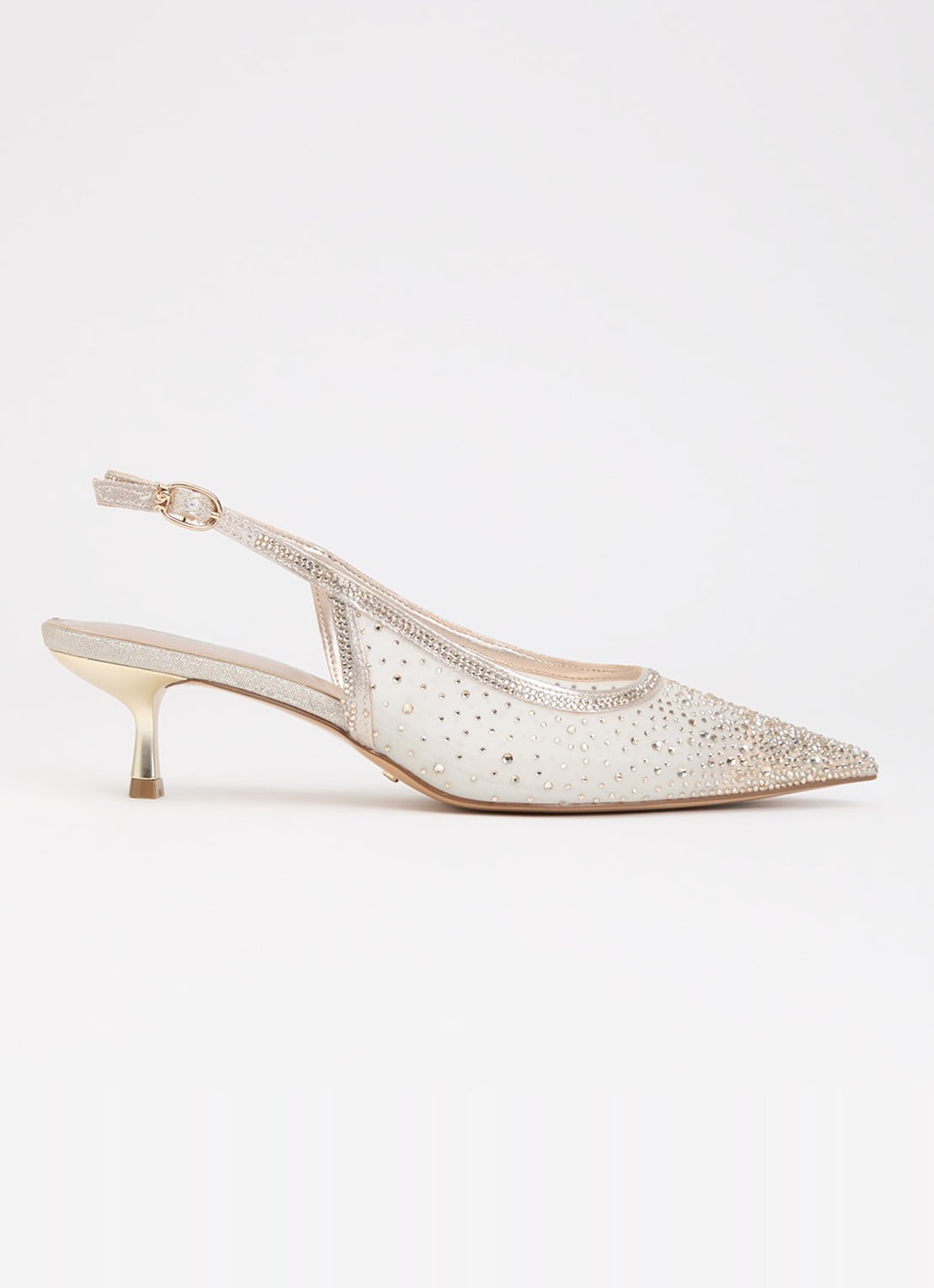 Dune London Cirelle slingback van mesh met strass - voorkant 4 goud