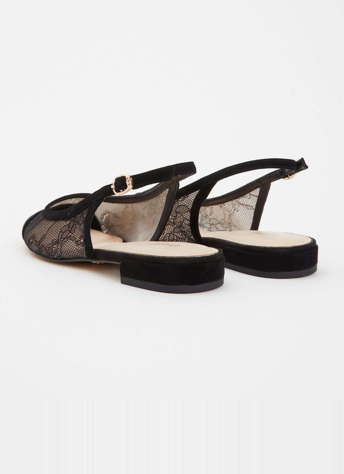 Dune London Clarify slingback met details van kant - achterkant 4 zwart