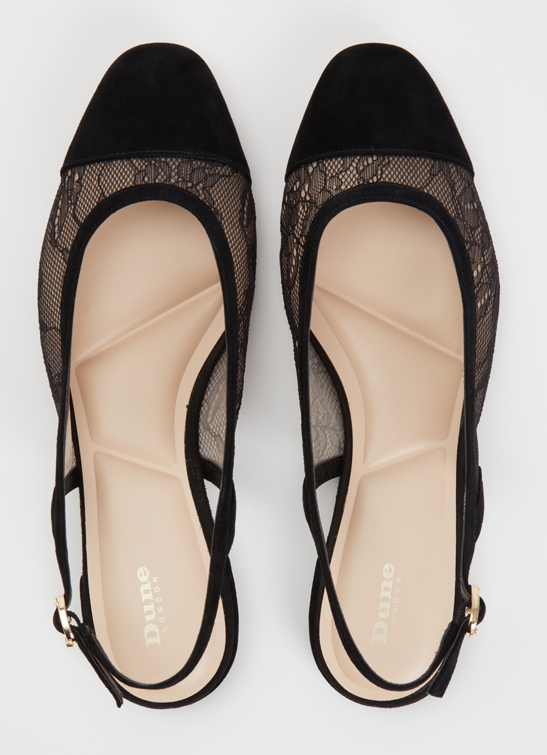 Dune London Clarify slingback met details van kant - detail 2 zwart