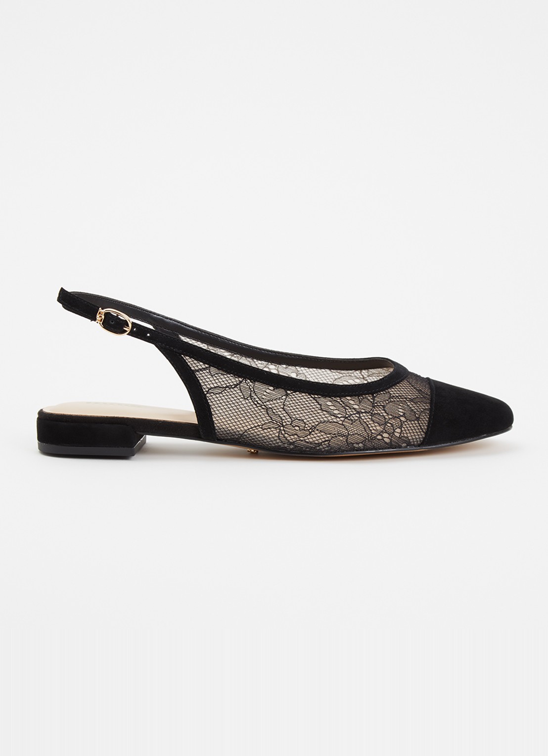 Dune London Clarify slingback met details van kant - voorkant 5 zwart