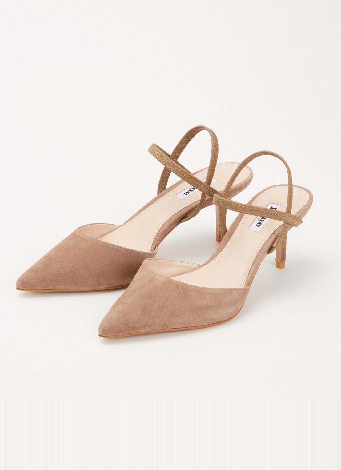Dune London Classical slingback van leer - detail donkerbeige