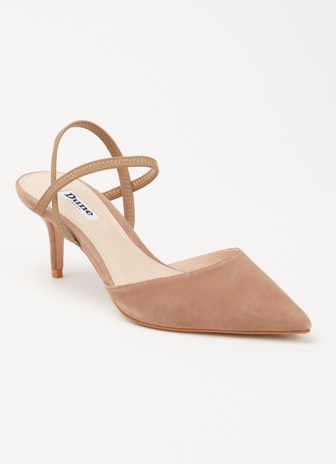 Dune London Classical slingback van leer - voorkant 8 donkerbeige