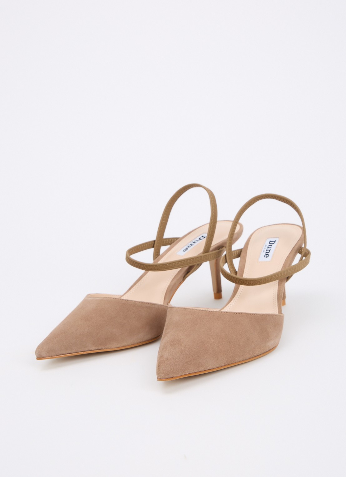 Dune London Classical slingback van leer - detail 4 donkerbeige