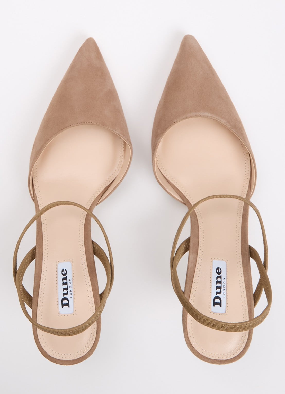 Dune London Classical slingback van leer - detail 5 donkerbeige