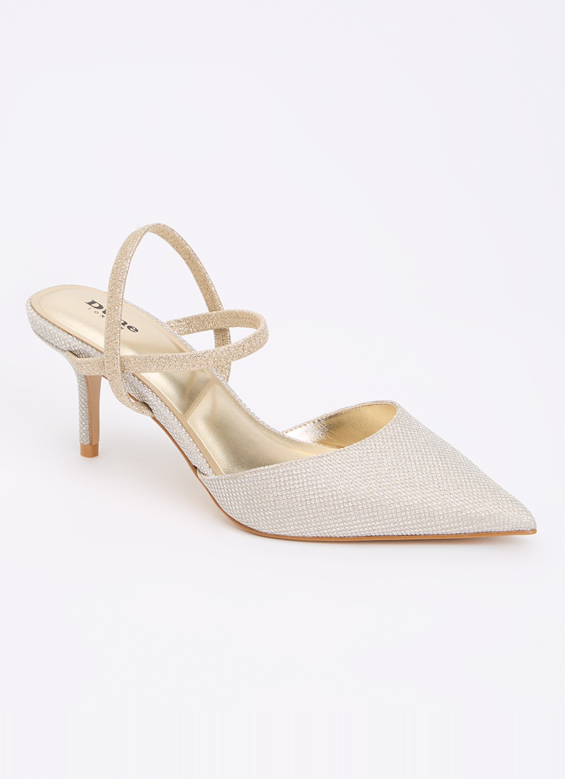 Dune London Classical slingback van leer - voorkant 2 witgoud