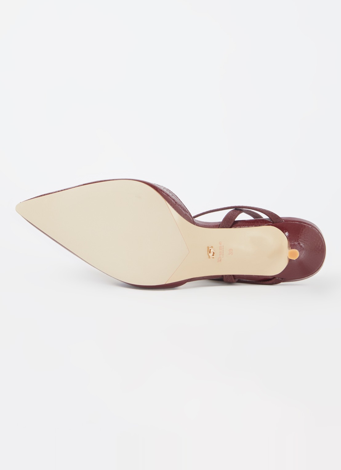 Dune London Classical slingback van leer - detail 3 roodbruin