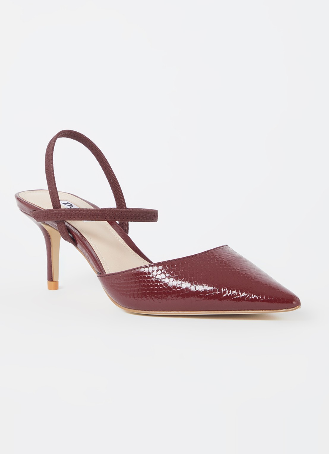 Dune London Classical slingback van leer - voorkant 4 roodbruin