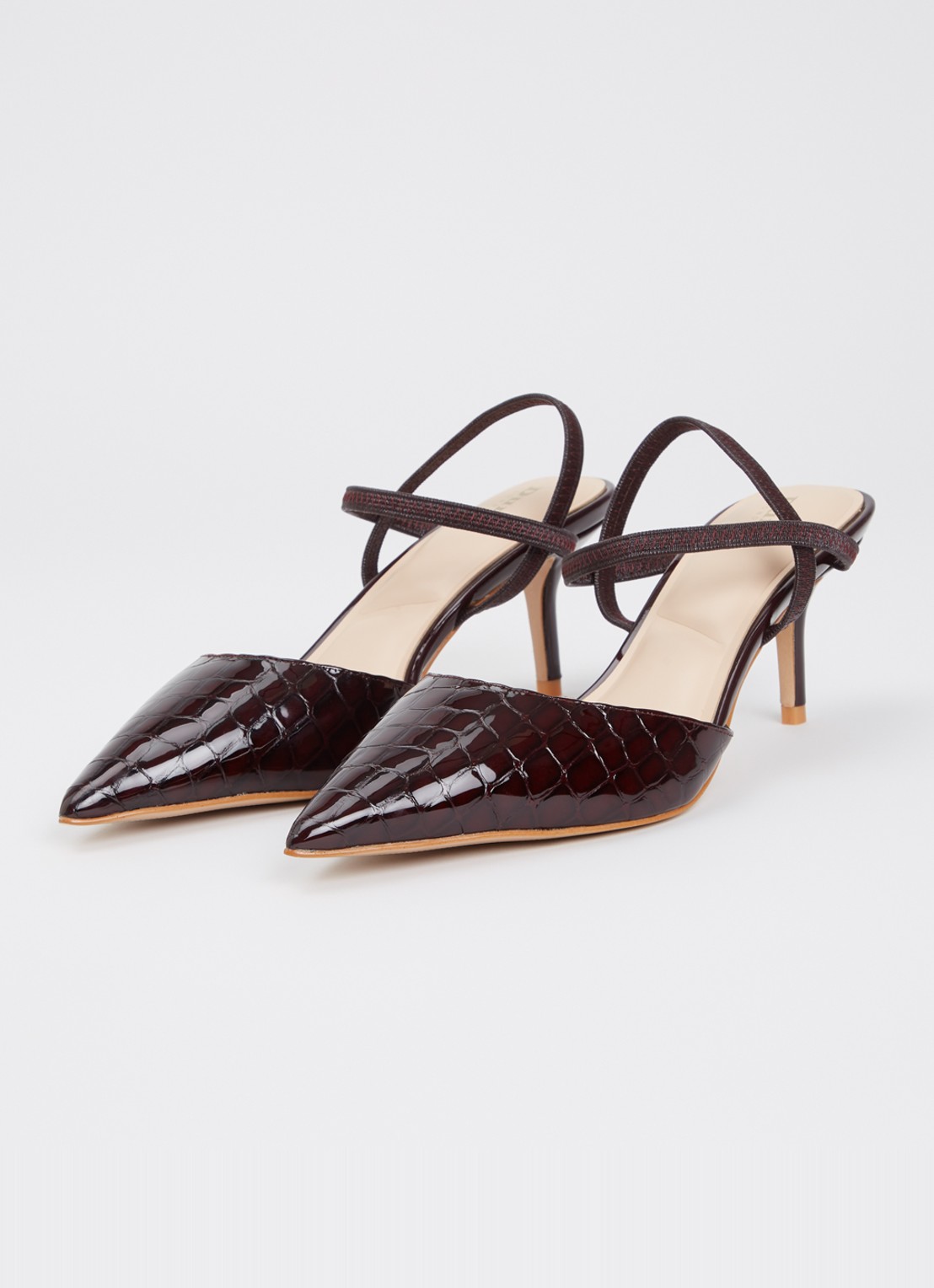 Dune London Classical slingback van leer - detail 3 aubergine