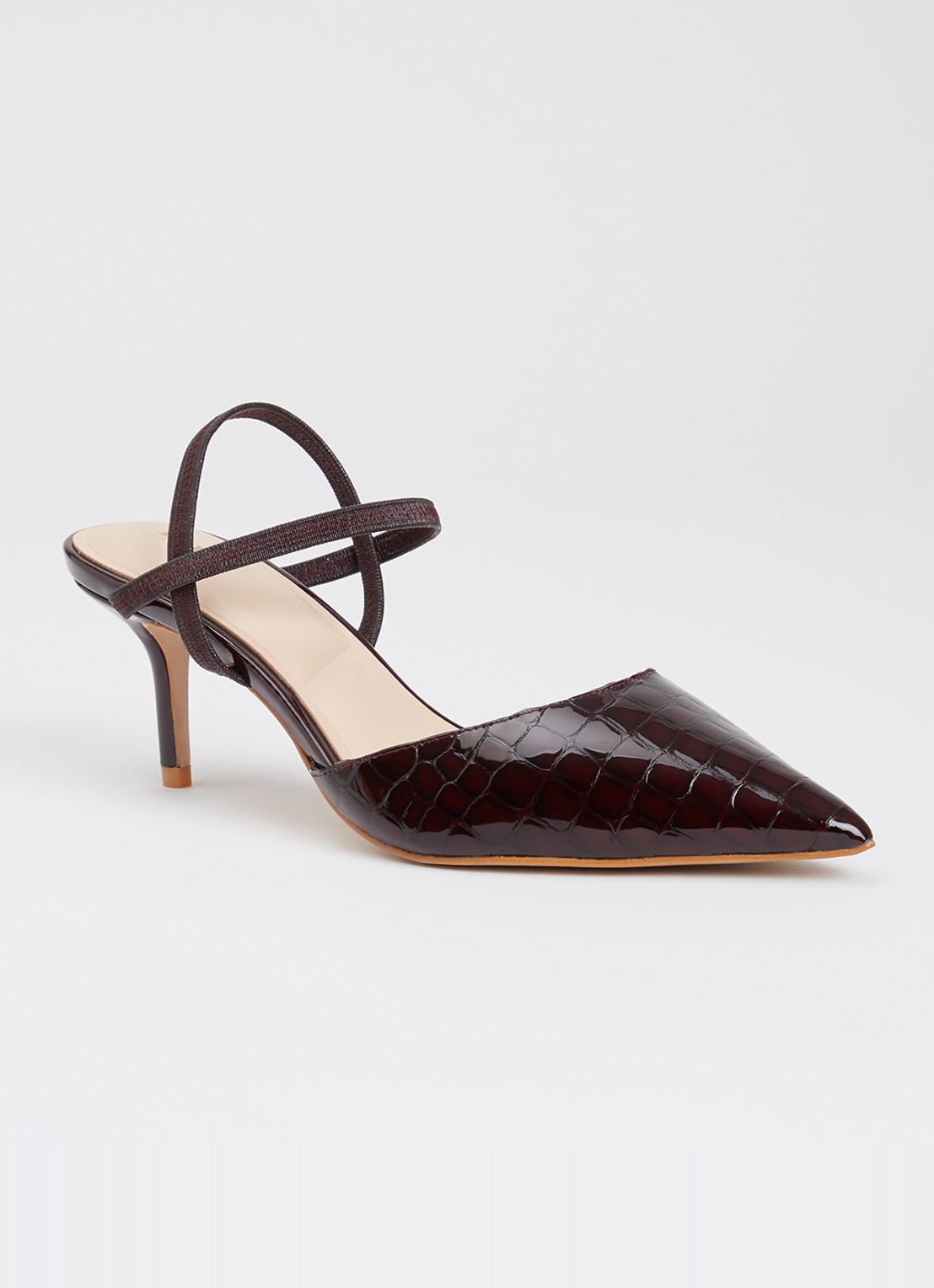 Dune London Classical slingback van leer - voorkant 2 aubergine