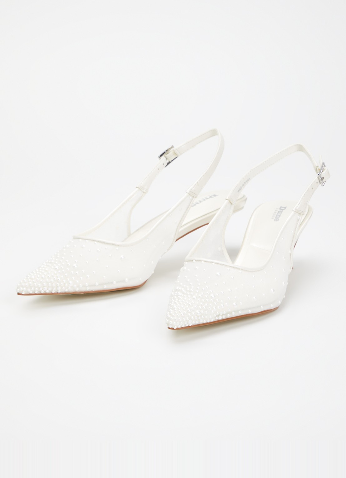 Dune London Companionship slingback met pareldecoratie en mesh details - detail 3 gebroken wit