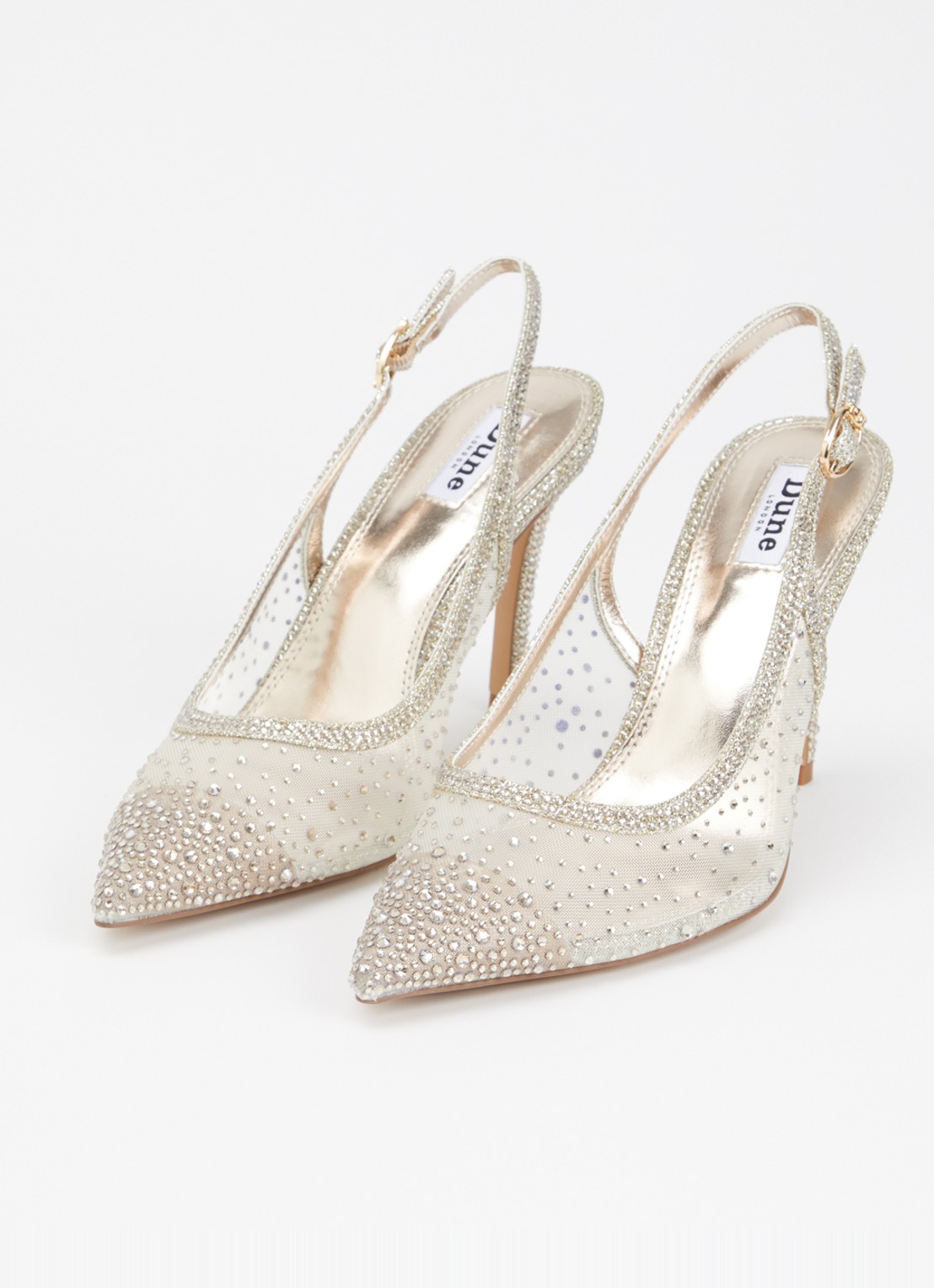 Dune London Compassionate slingback met strass - detail zilver
