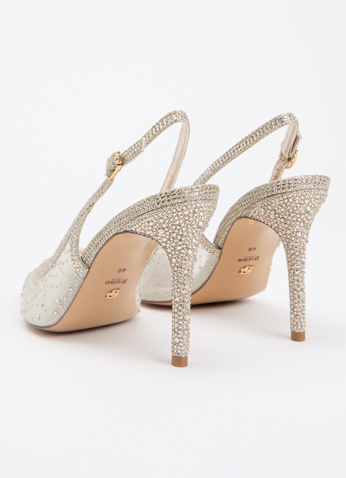 Dune London Compassionate slingback met strass - achterkant 7 zilver