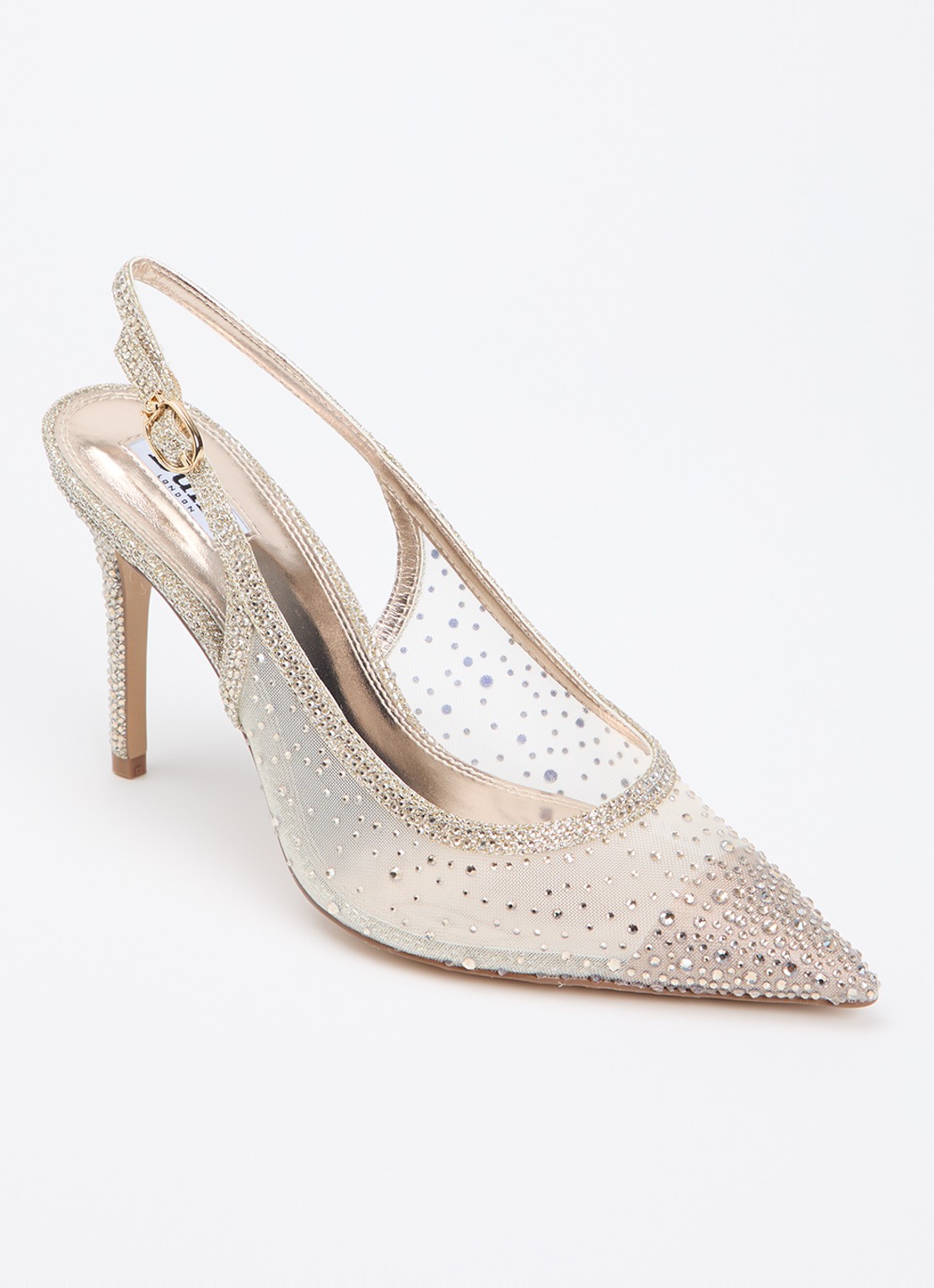Dune London Compassionate slingback met strass - voorkant 9 zilver