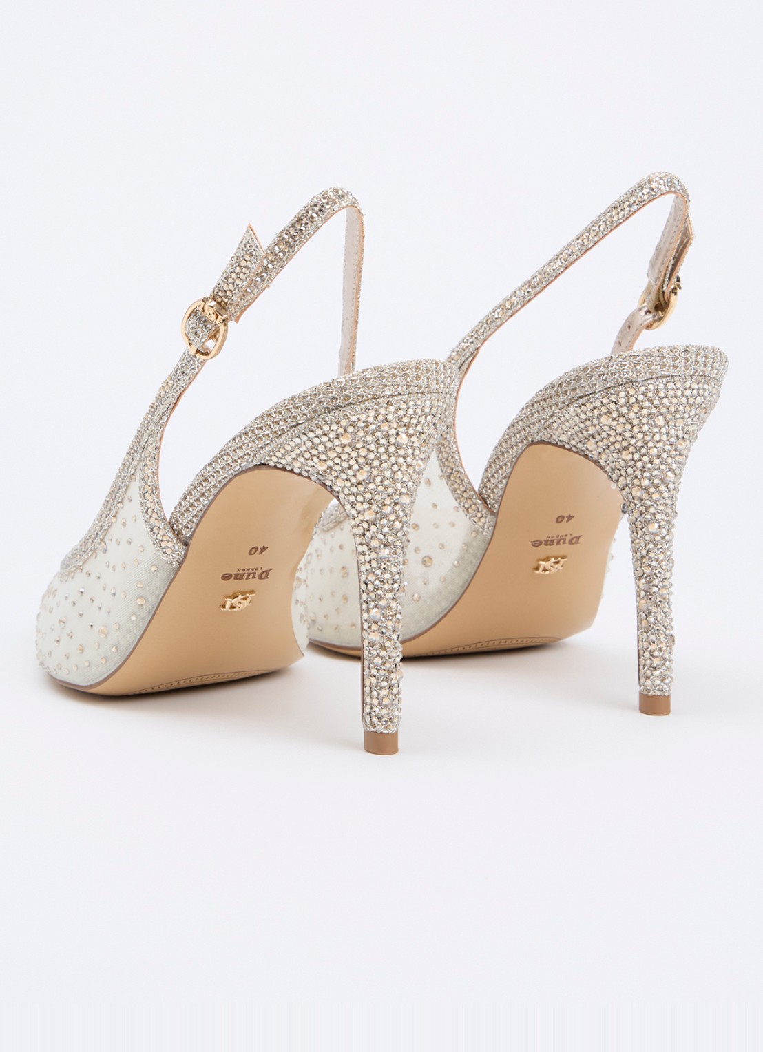 Dune London Compassionate slingback met strass - achterkant 5 witgoud