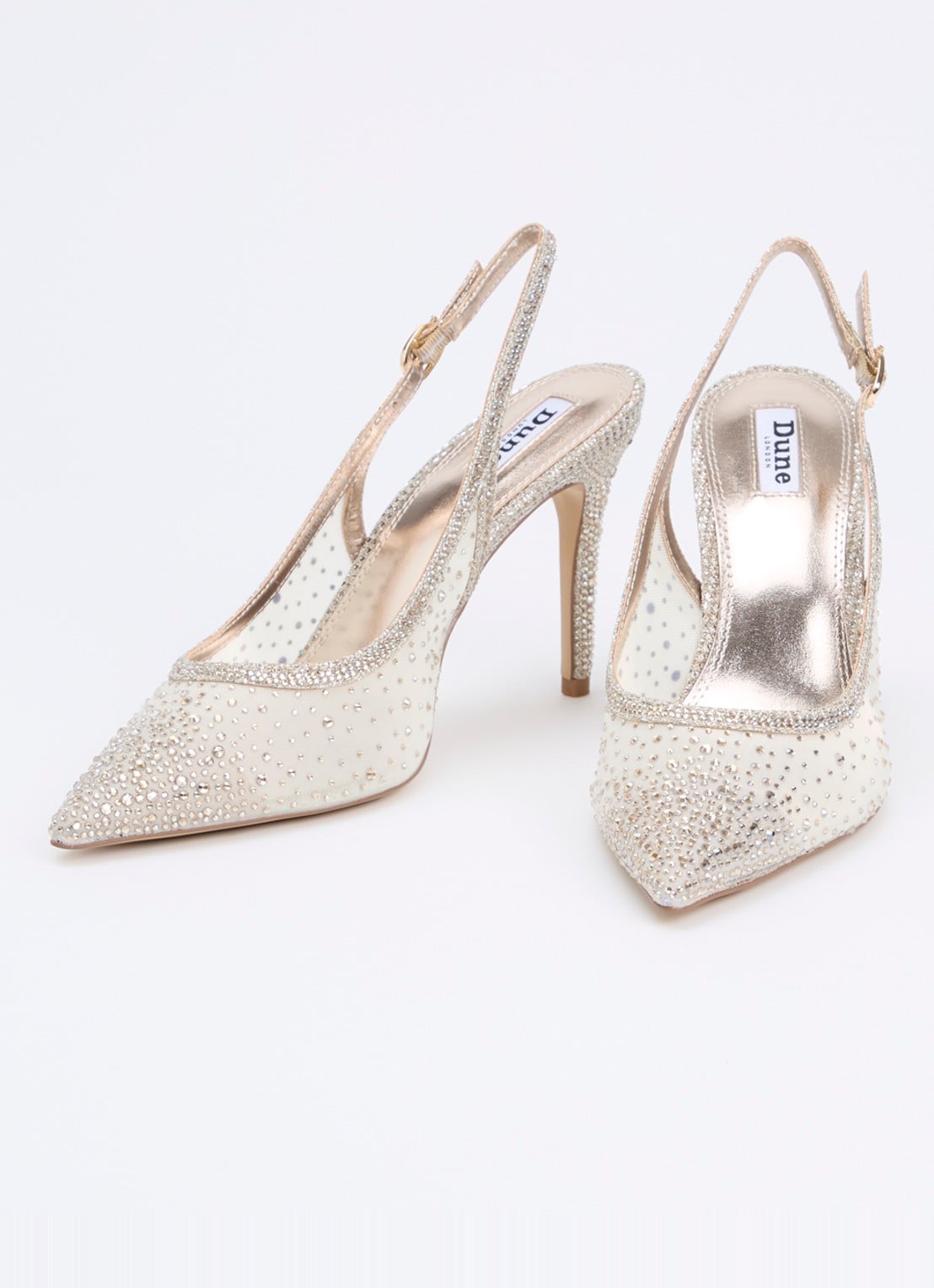 Dune London Compassionate slingback met strass - detail 2 witgoud