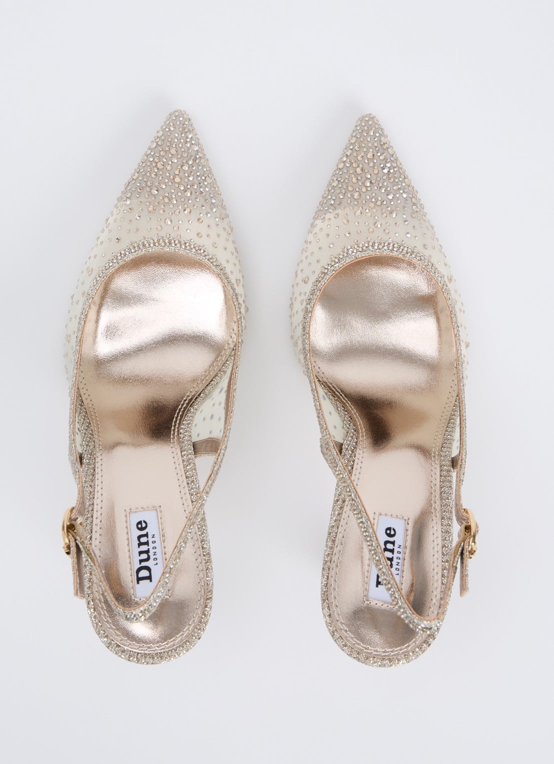 Dune London Compassionate slingback met strass - detail 3 witgoud