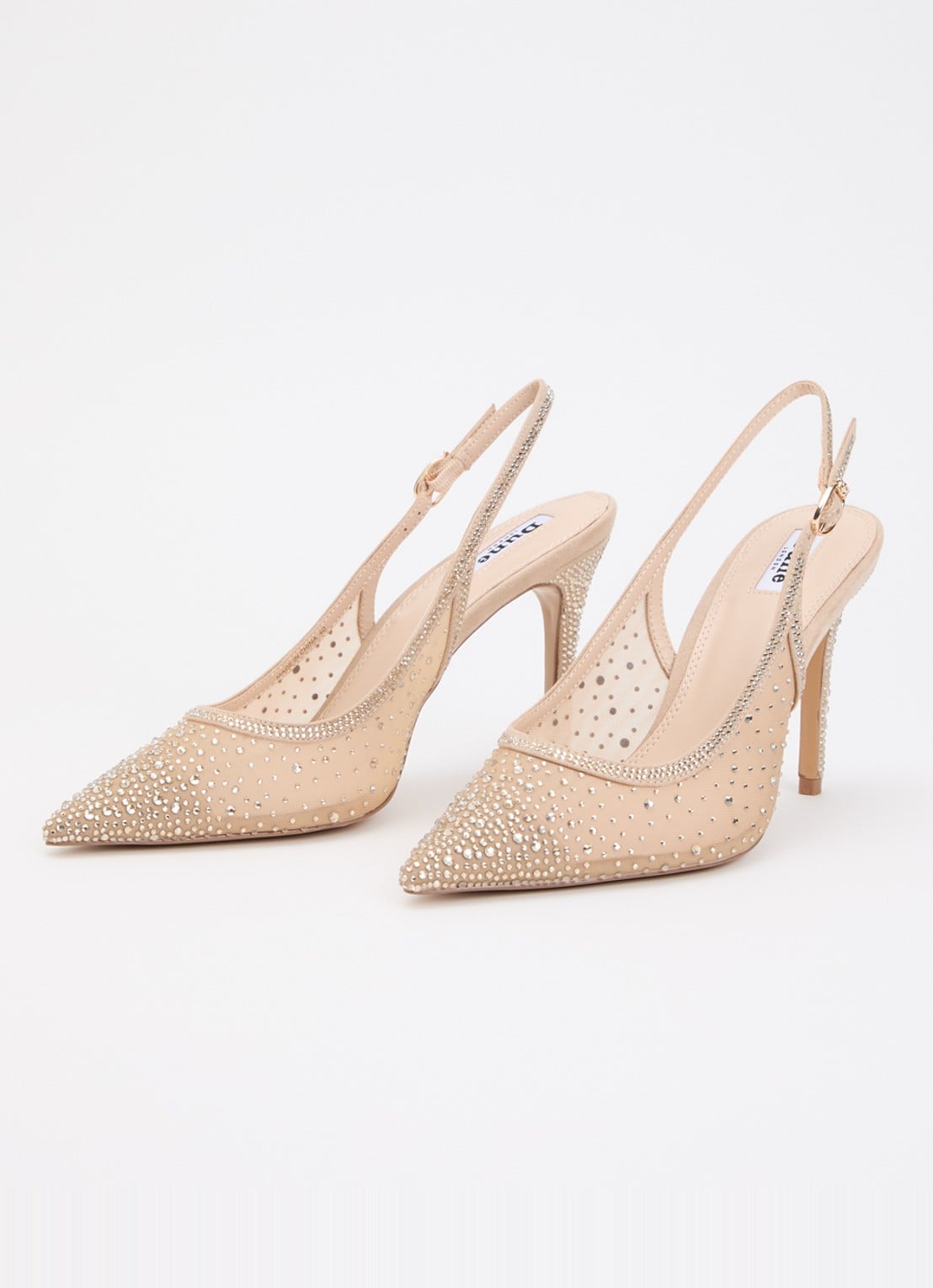 Dune London Compassionate slingback met strass - detail 2 donkerbeige