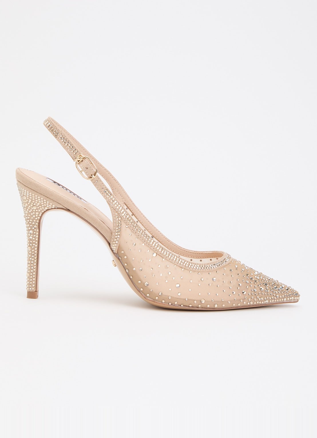 Dune London Compassionate slingback met strass - voorkant 5 donkerbeige