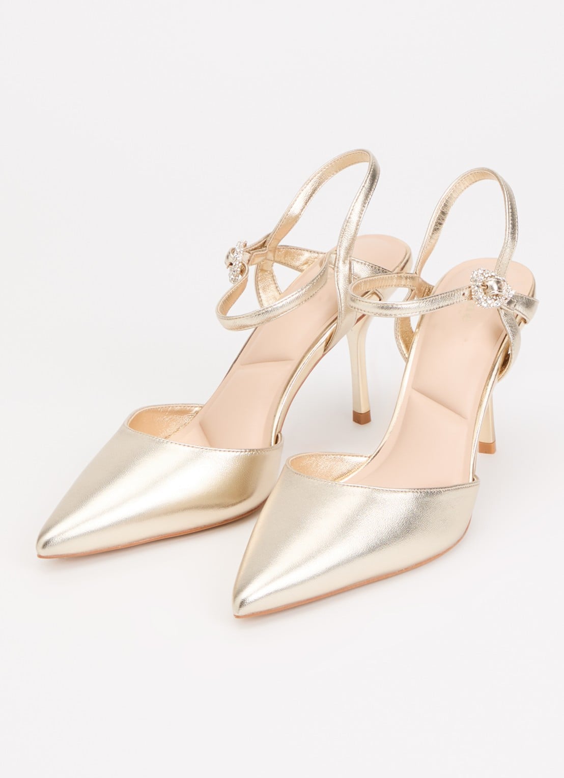 Dune London Compelling pump van leer met strass - detail goud