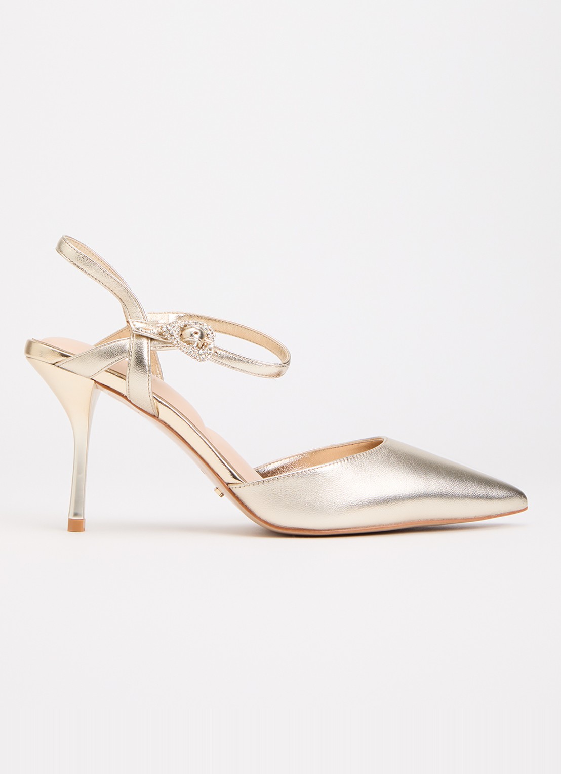Dune London Compelling pump van leer met strass - voorkant 5 goud