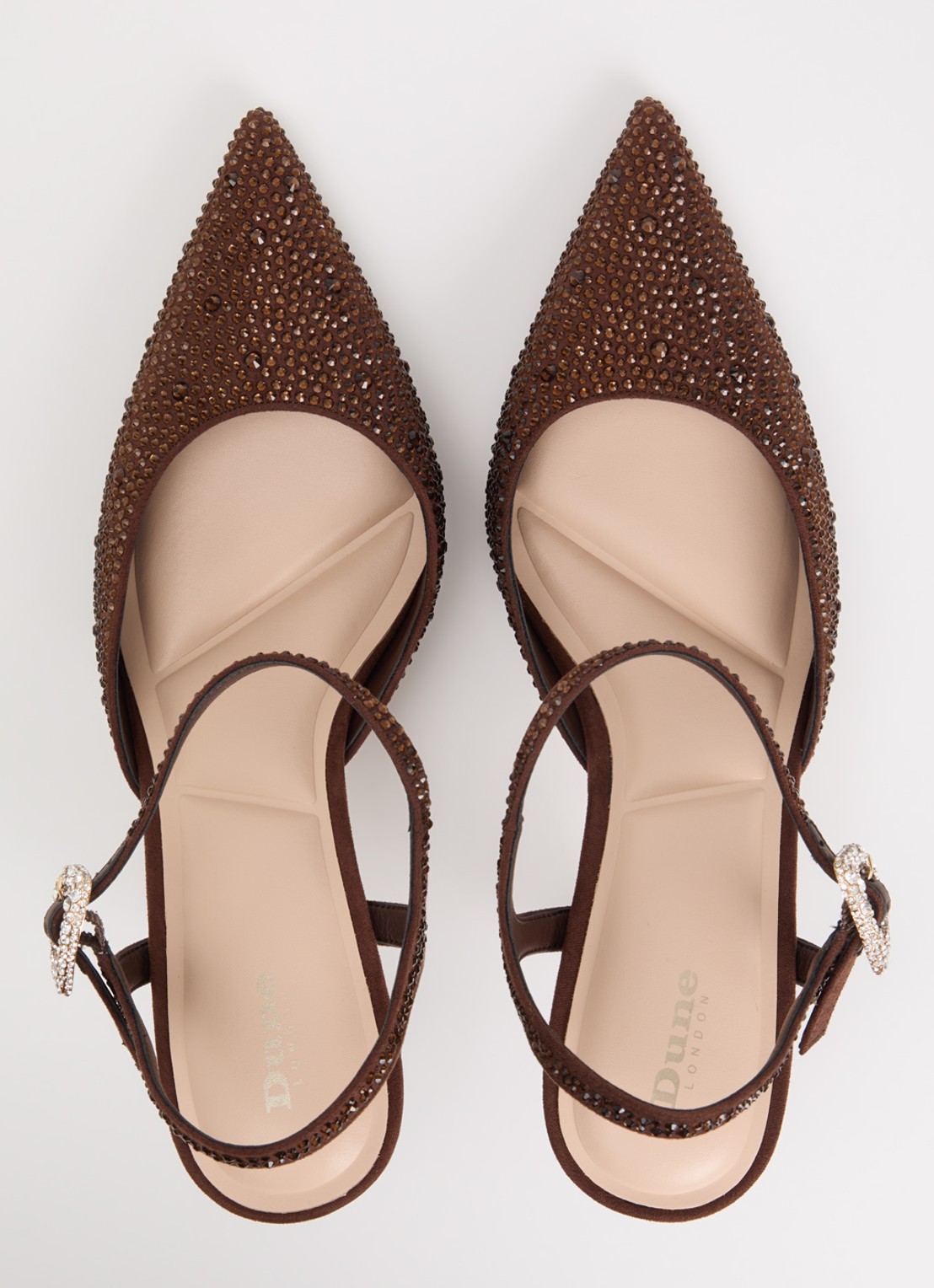 Dune London Compliments slingback met strass - detail 3 bruin