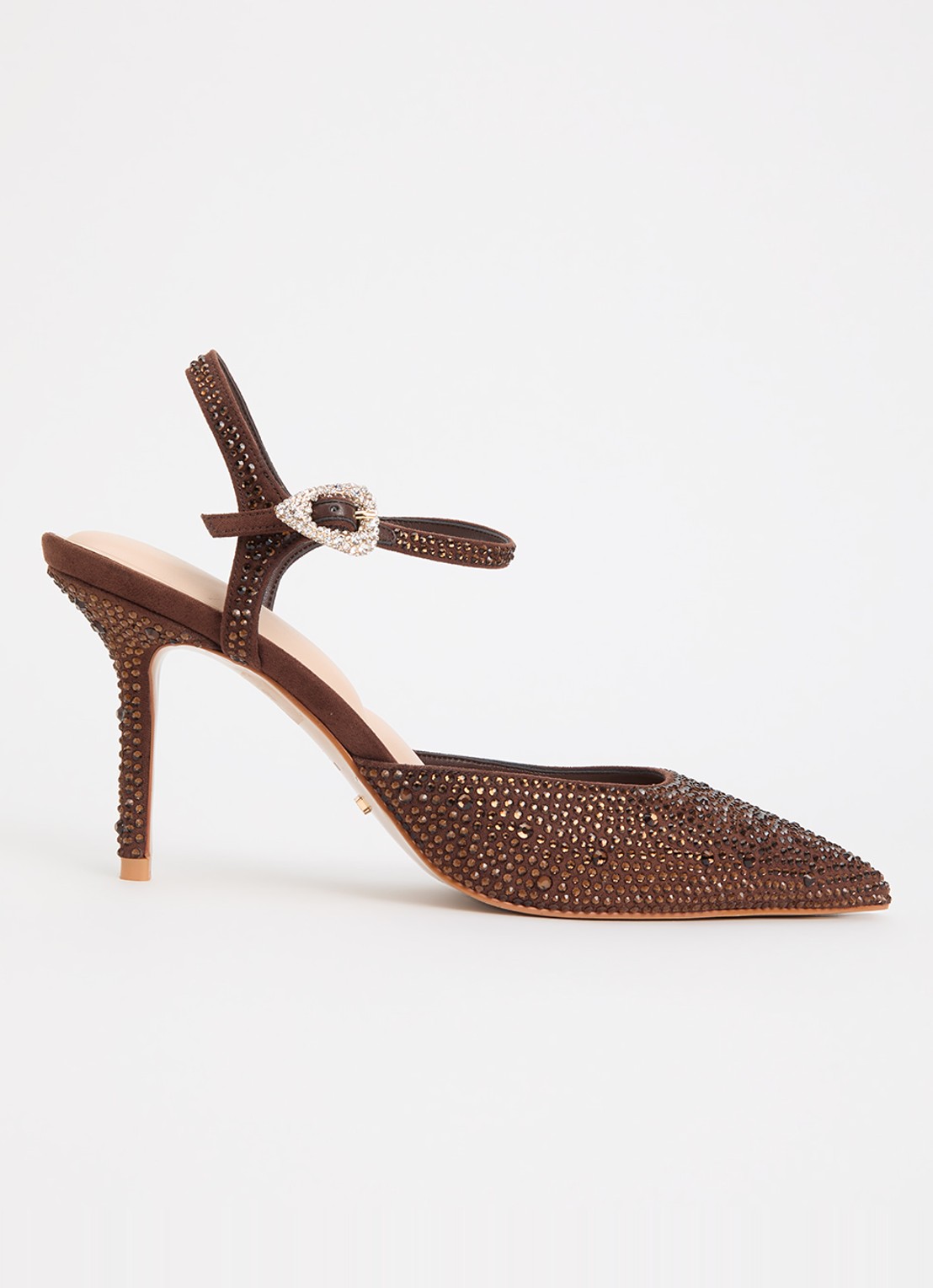 Dune London Compliments slingback met strass - voorkant 5 bruin