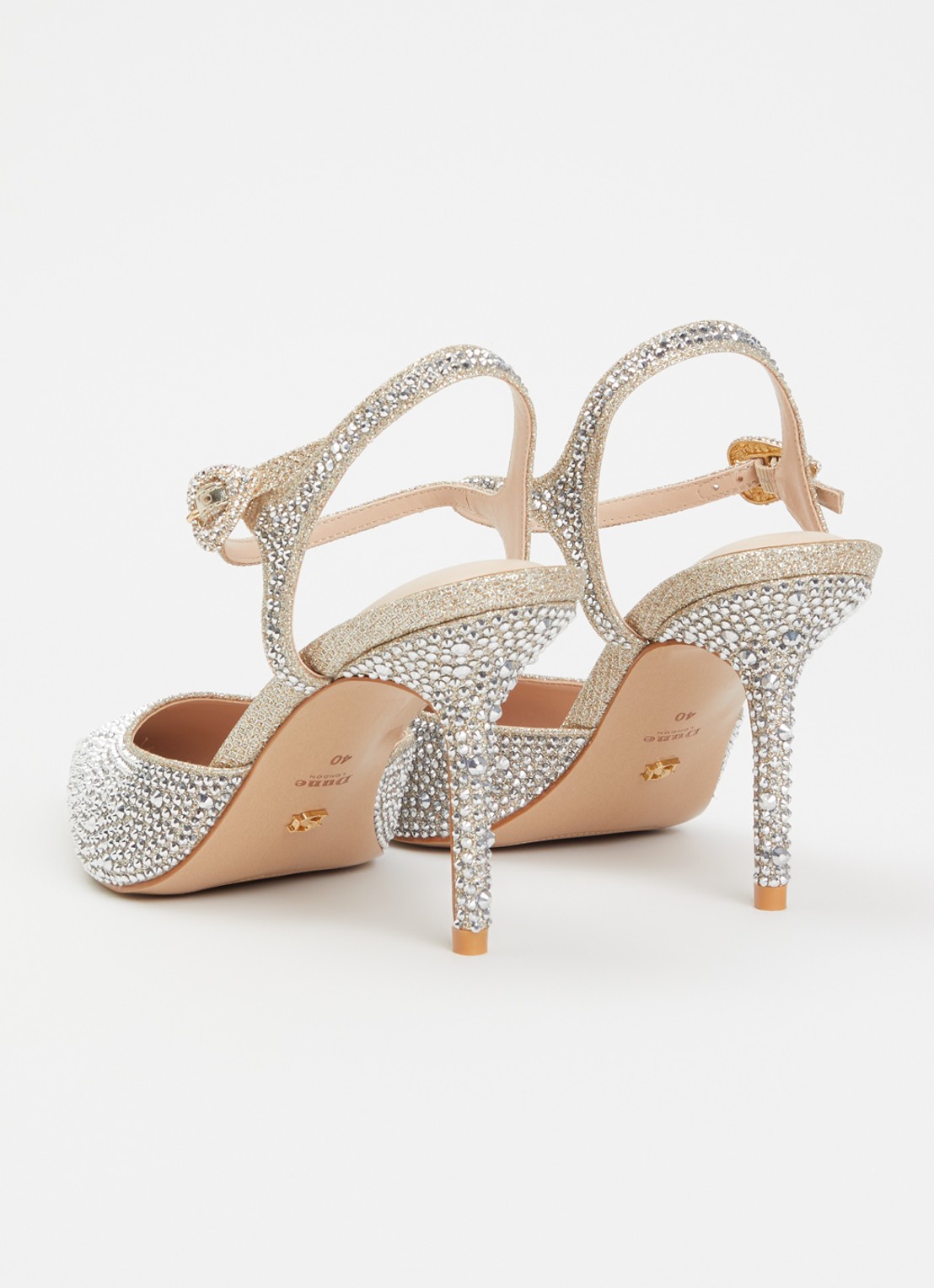 Dune London Compliments slingback met strass - achterkant zilver