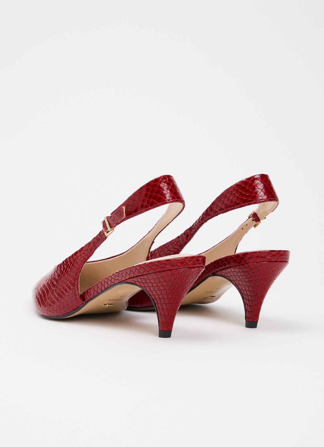 Dune London Connect slingback van leer met structuur - achterkant 5 donkerrood