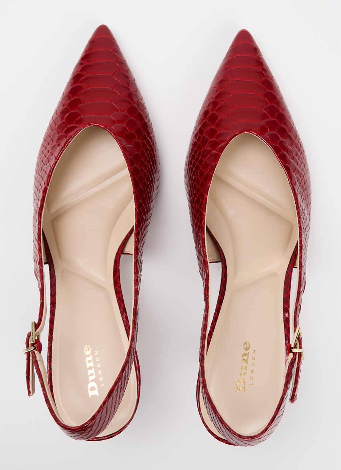 Dune London Connect slingback van leer met structuur - detail 3 donkerrood