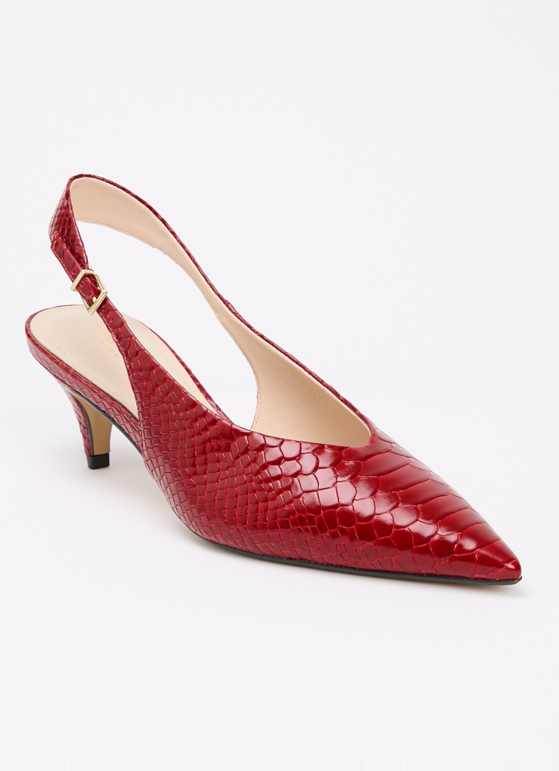 Dune London Connect slingback van leer met structuur - voorkant donkerrood