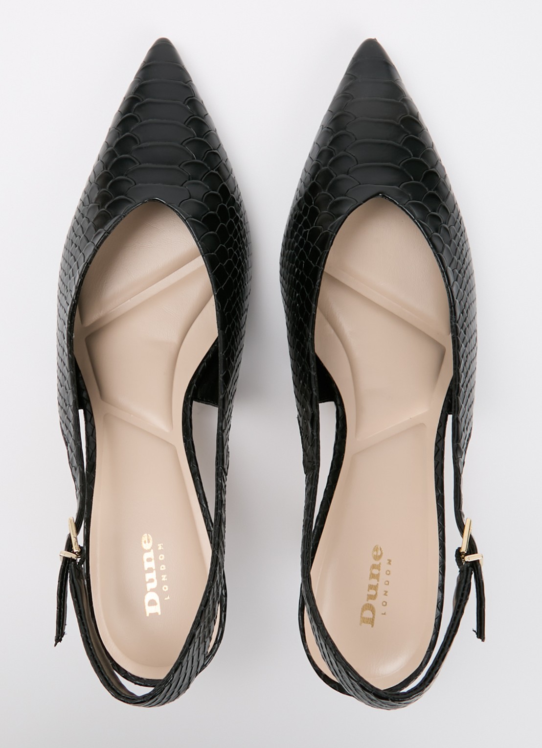 Dune London Connect slingback van leer met structuur - detail 2 zwart