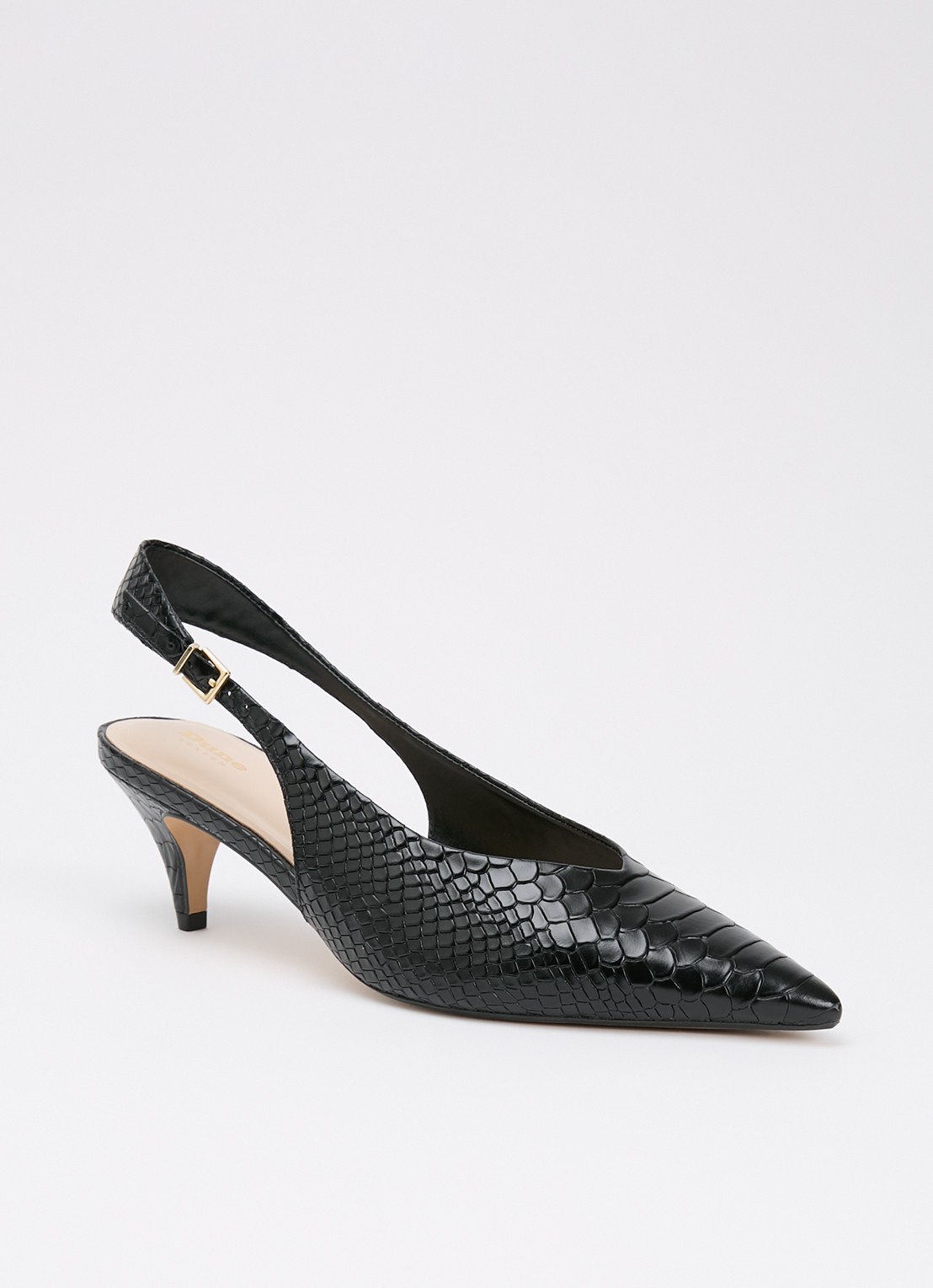 Dune London Connect slingback van leer met structuur - voorkant 4 zwart
