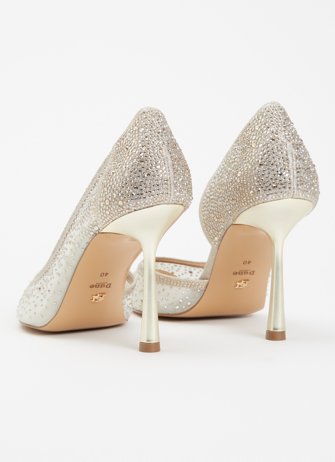 Dune London Cristelle pump van mesh met strass - achterkant 4 goud