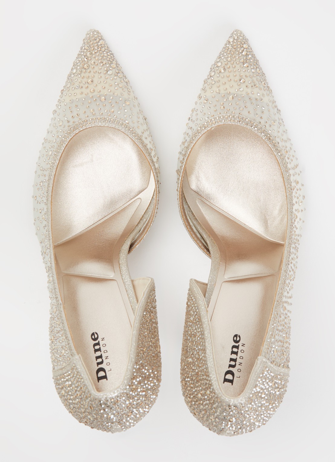 Dune London Cristelle pump van mesh met strass - detail 2 goud