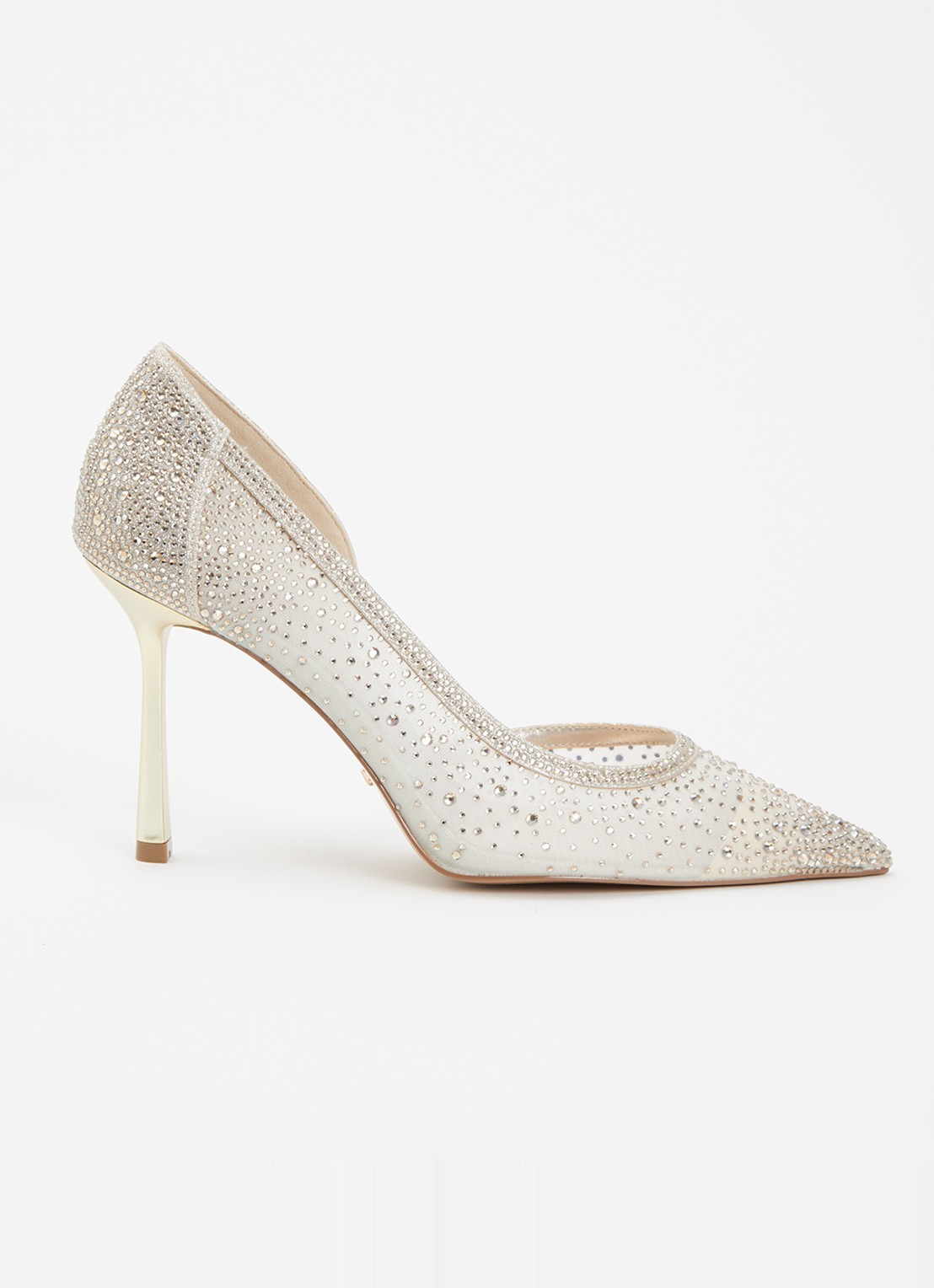 Dune London Cristelle pump van mesh met strass - voorkant 5 goud