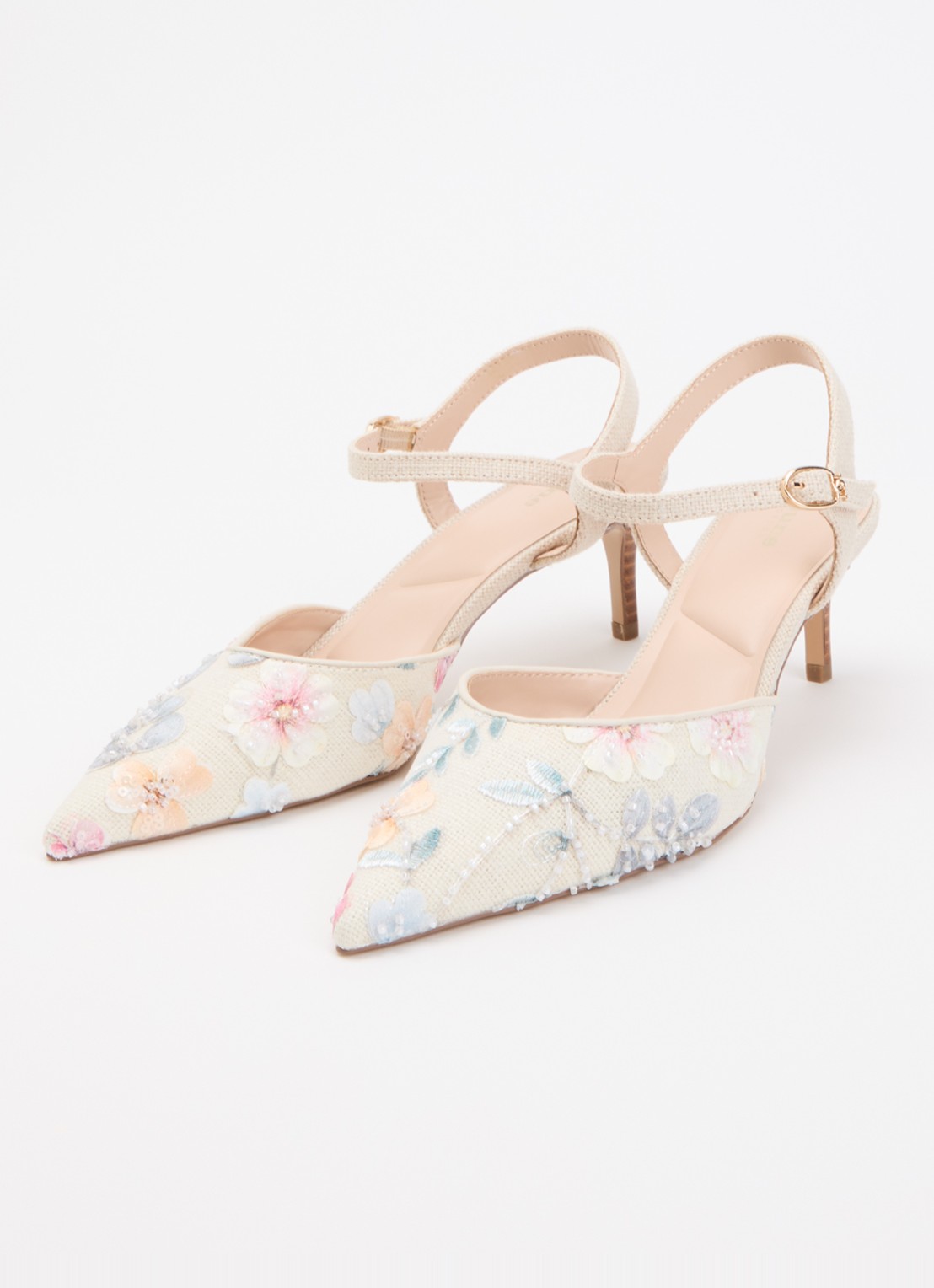Dune London Cultivated slingback met borduring - detail 3 ivoor