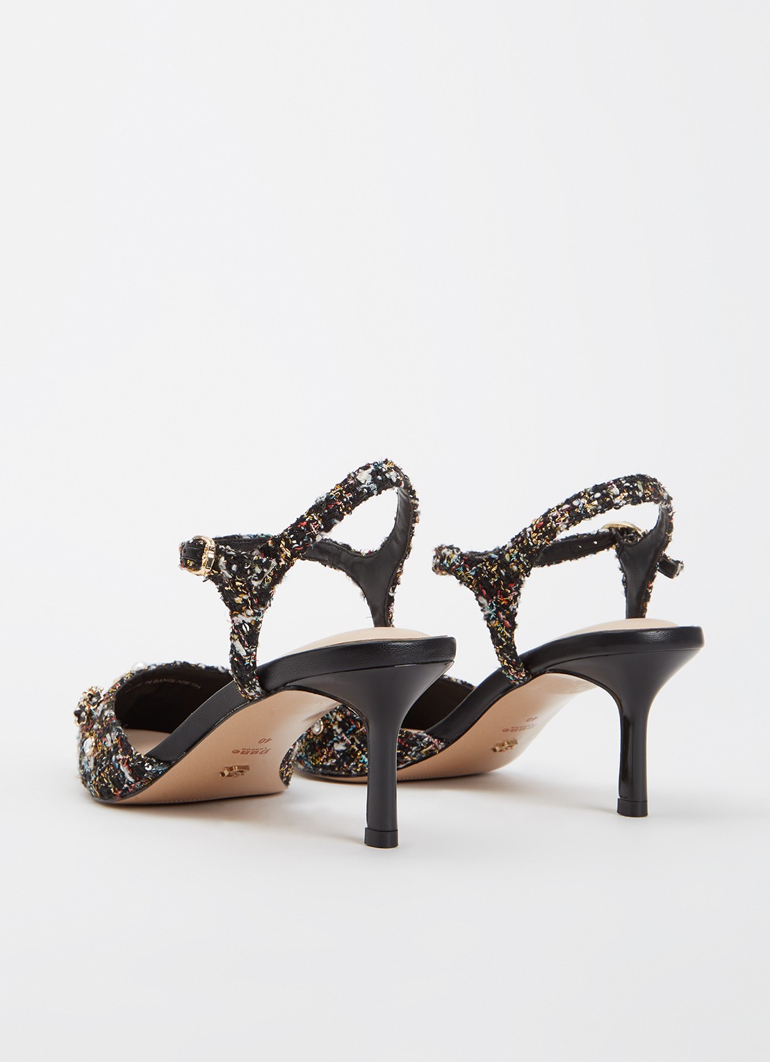 Dune London Cultivating sandalette met tweed-look - achterkant zwart