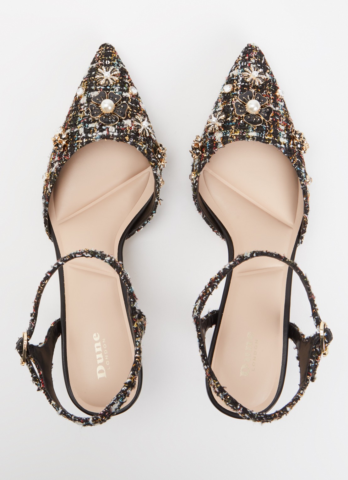 Dune London Cultivating sandalette met tweed-look - detail 4 zwart