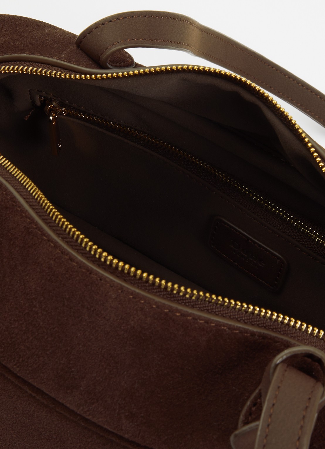 Dune London Day schoudertas van leer - detail bruin
