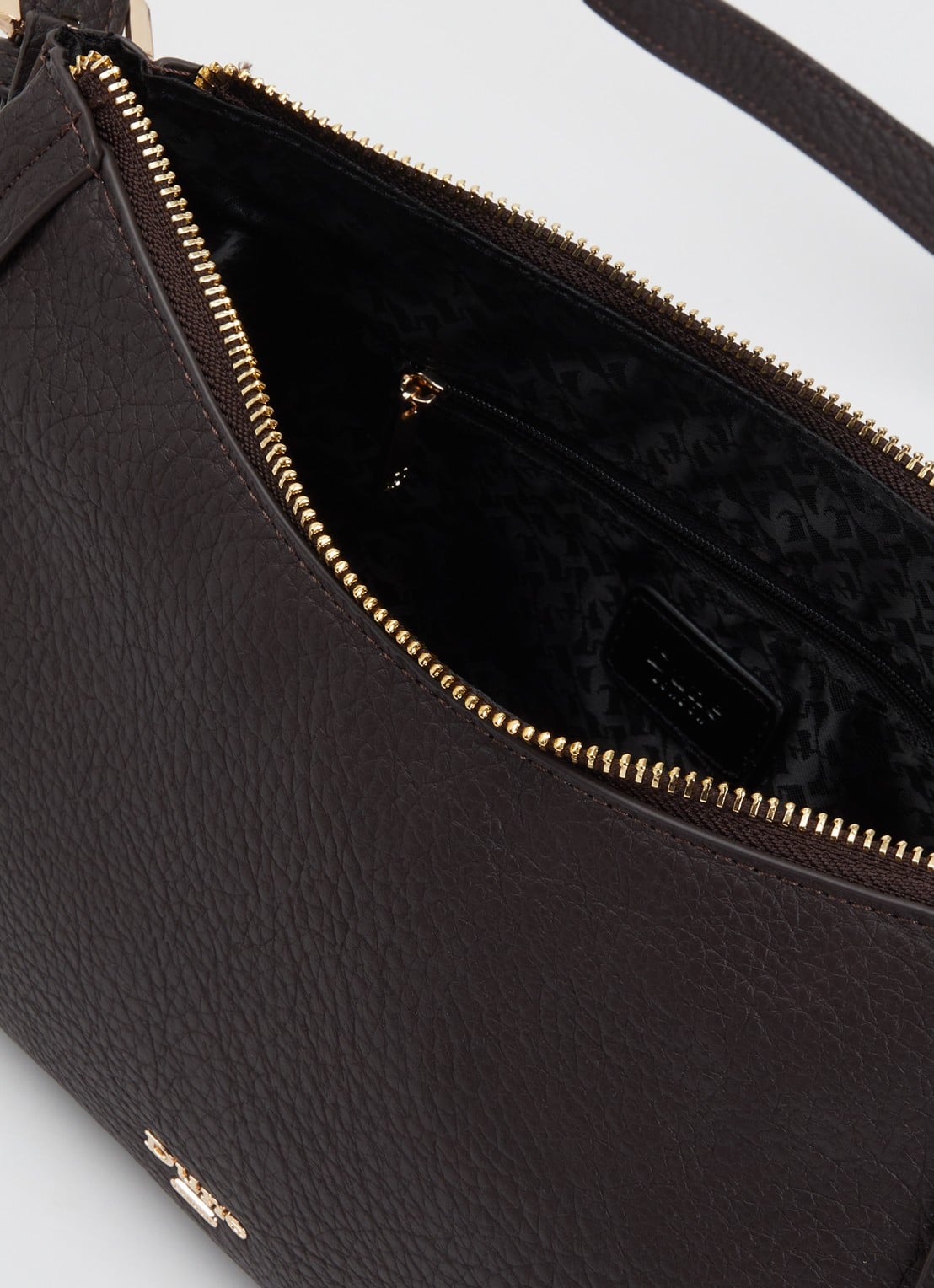 Dune London Declare crossbodytas met verstelbare schouderriem - detail donkerbruin