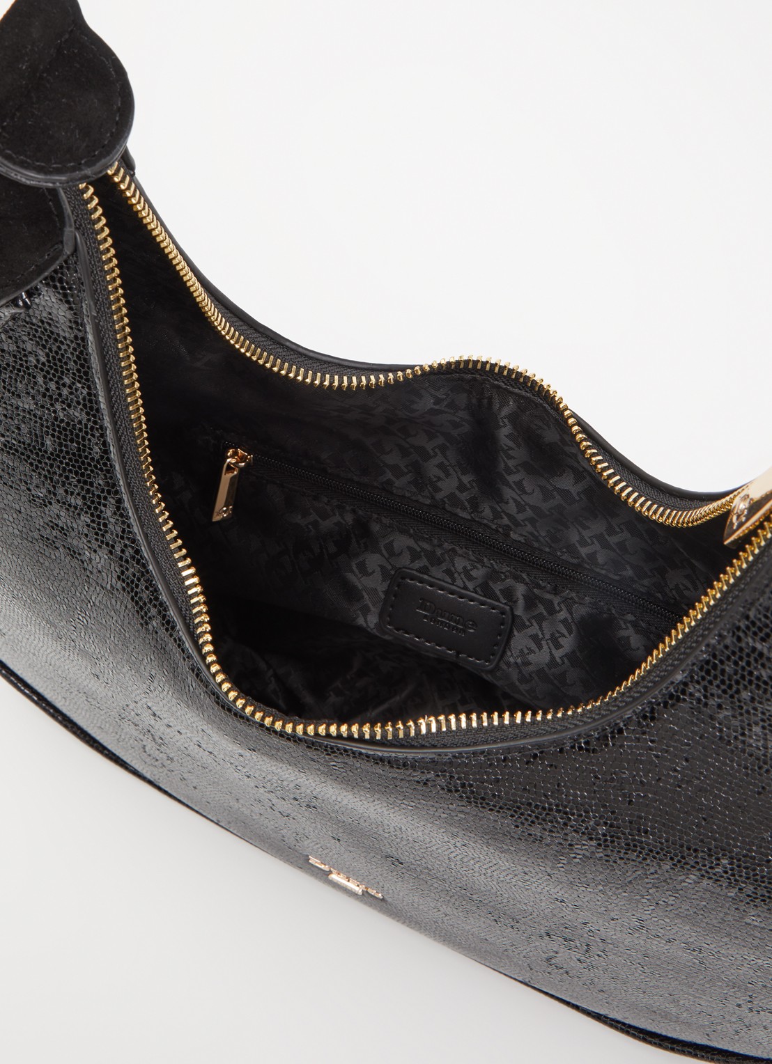 Dune London Dedicated schoudertas met logo - detail zwart