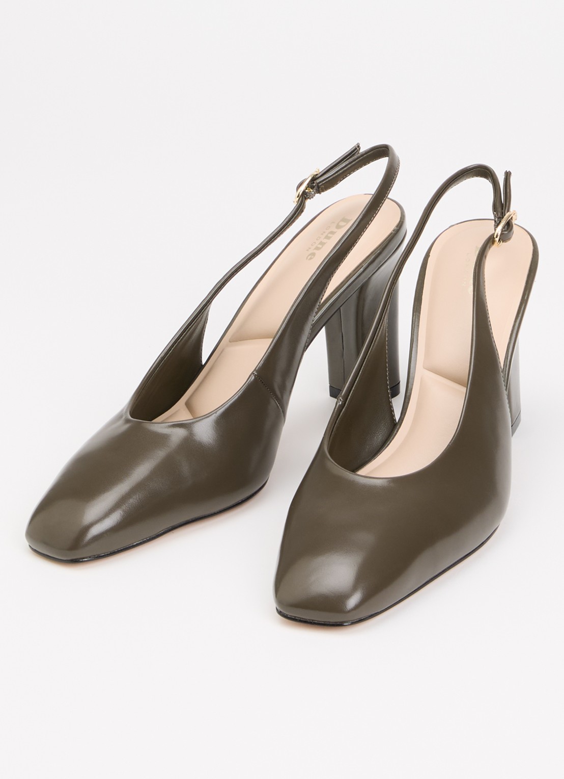 Dune London Defining slingback van leer - detail bronsgroen